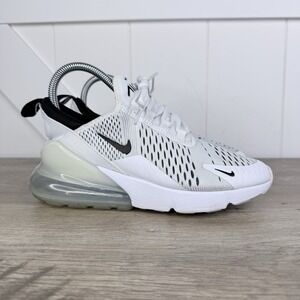 Nike Womens 6.5 Shoes Air Max 270 White Black Lace Up Sneaker Trainer AH6789-100